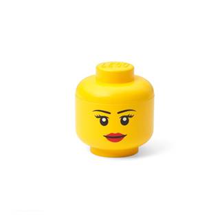 LEGO® Žltá úložná škatuľa v tvare hlavy  girl, 10,5 x 10,6 x 12 cm, značky LEGO®