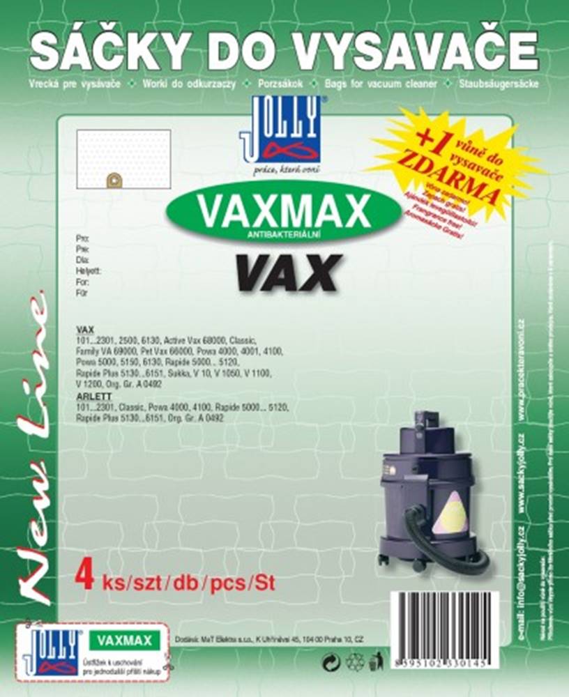 Jolly Vrecká do vysávača Vax MAX VAX, 8ks, značky Jolly