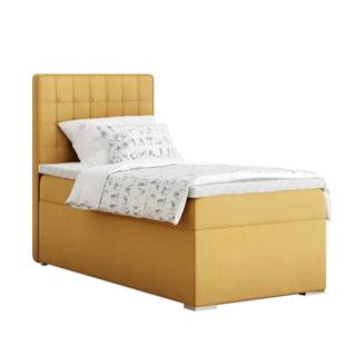 Kondela Boxspringová posteľ jednolôžko horčicová 90x200 ľavá TERY, značky Kondela