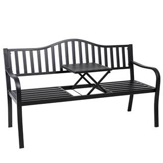 Kondela Záhradná lavička so stolíkom čierna DAGNO, značky Kondela