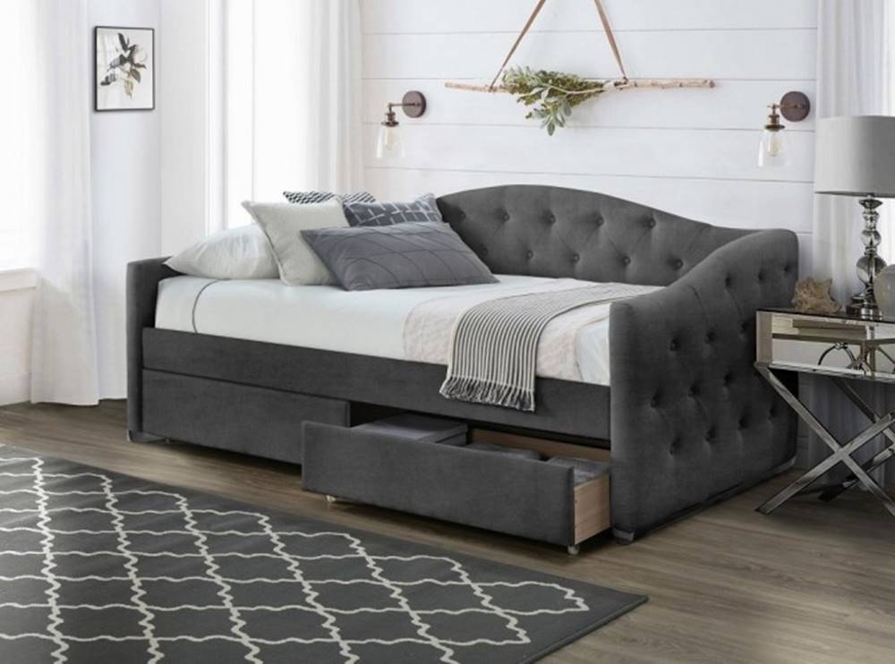 OKAY nábytok Čalúnená posteľ Belle 90x200, sivá, vrátane roštu a ÚP, značky OKAY nábytok