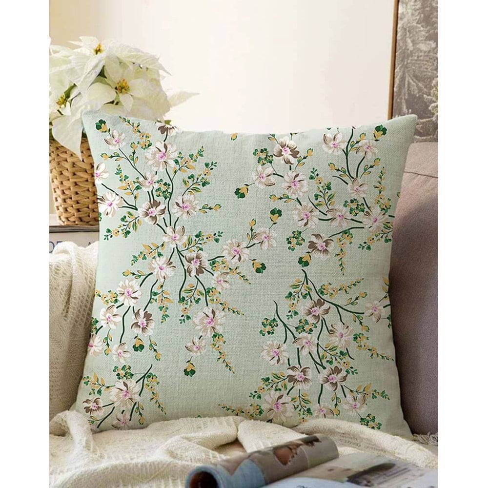 Minimalist Cushion Covers Zelená obliečka na vankúš s prímesou bavlny  Bloom, 55 x 55 cm, značky Minimalist Cushion Covers