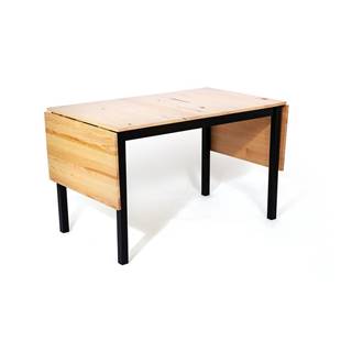 loomi.design Borovicový rozkladací jedálenský stôl s čiernou konštrukciou Bonami Essentials Brisbane, 120 (200) x 70 cm, značky loomi.design