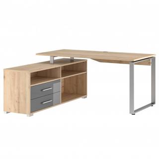 Rohový písací stôl SPOKE buk/sivá