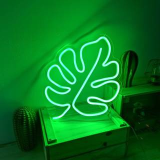 Zelená nástenná svietiaca dekorácia Candy Shock Leaf, 30 x 40 cm