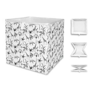 Bielo-sivý úložný box z mikrovlákna Butter Kings Safari Animals, 32 l