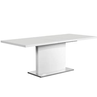 Rozkladací jedálenský stôl biela vysoký lesk HG 160-200x90 cm KORINTOS