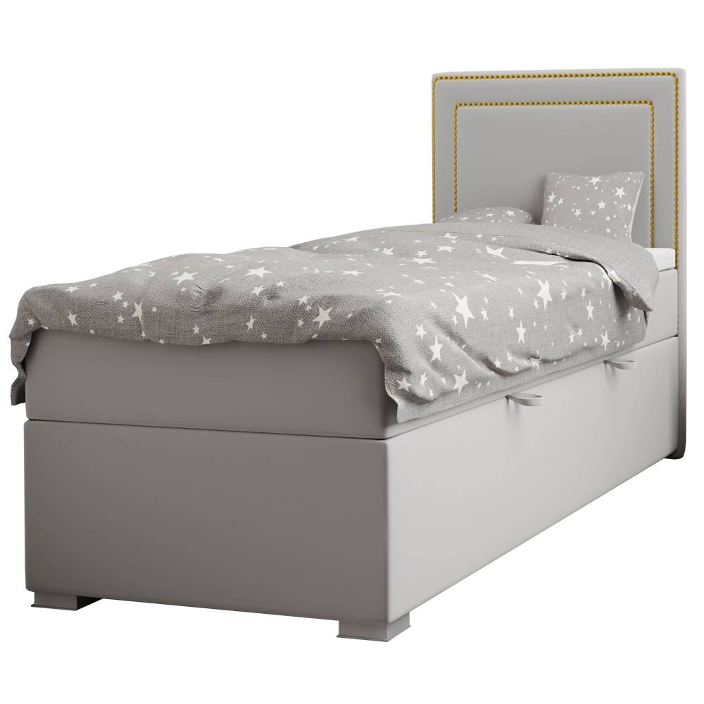 Kondela Boxspringová posteľ jednolôžko svetlosivá 90x200 pravá BILY, značky Kondela