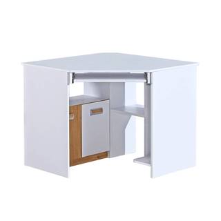 PC stôl rohový biela/dub nash EGO L11