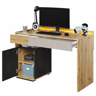 Sconto Písací stôl QUBIC 08 dub artisan/sivá, značky Sconto