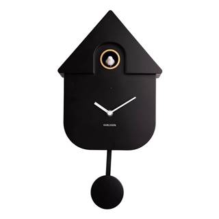 Karlsson Čierne nástenné kyvadlové hodiny  Modern Cuckoo, 21,5 x 41,5 cm, značky Karlsson