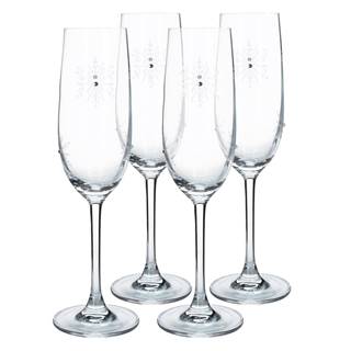 TEMPO-KONDELA SNOWFLAKE CHAMPAGNE poháre na šampanské set 4 ks s kryštálmi 230 ml