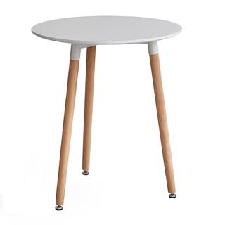 Kondela KONDELA Jedálenský stôl, biela/buk, priemer 60 cm, ELCAN, značky Kondela