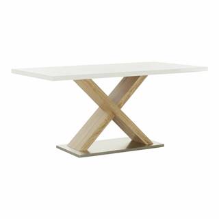 Kondela KONDELA Jedálenský stôl, biela s vysokým leskom HG/dub sonoma, 160x90 cm, FARNEL, značky Kondela