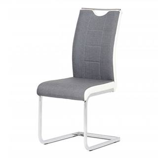 AUTRONIC  DCL-410 GREY2 jedálenská stolička, látka sivá s bielymi bokmi, chróm, značky AUTRONIC