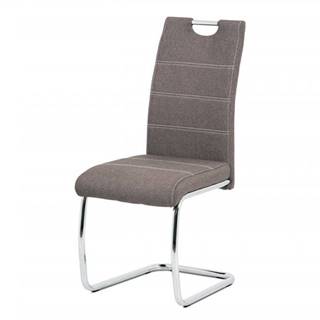 AUTRONIC  HC-482 COF2 Jedálenská stolička, poťah coffee látka, biele prešitie, kovová chrómovaná perová podnož, značky AUTRONIC