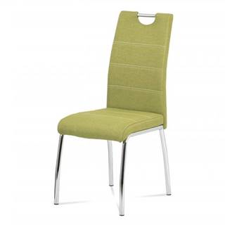 AUTRONIC HC-485 GRN2 Jedálenská stolička, poťah olivovo zelená látka, biele prešitie, kovová štvornohá chrómovaná podnož