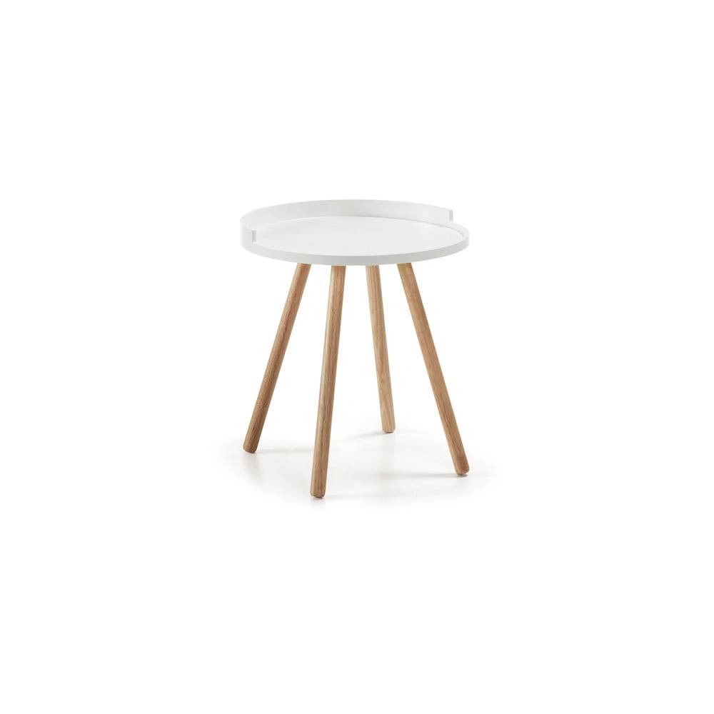La Forma Biely odkladací stolík s drevenou podnožou Kave Home Bruk, značky La Forma
