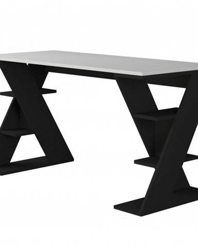Písací stôl PAPILON biela/antracitová
