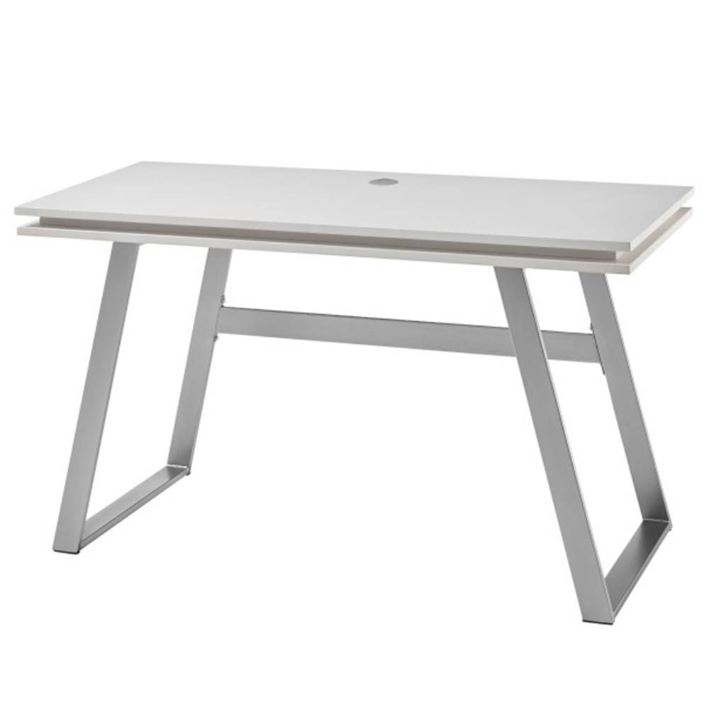 Sconto Písací stôl ALBUS 1 biela, LED RGB svietidlo, značky Sconto