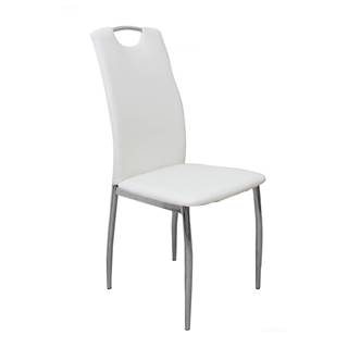 Jedálenská stolička ekokoža biela/chróm ERVINA P1 poškodený tovar