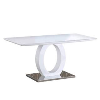 Jedálenský stôl biela vysoký lesk/oceľ ZARNI P1 poškodený tovar