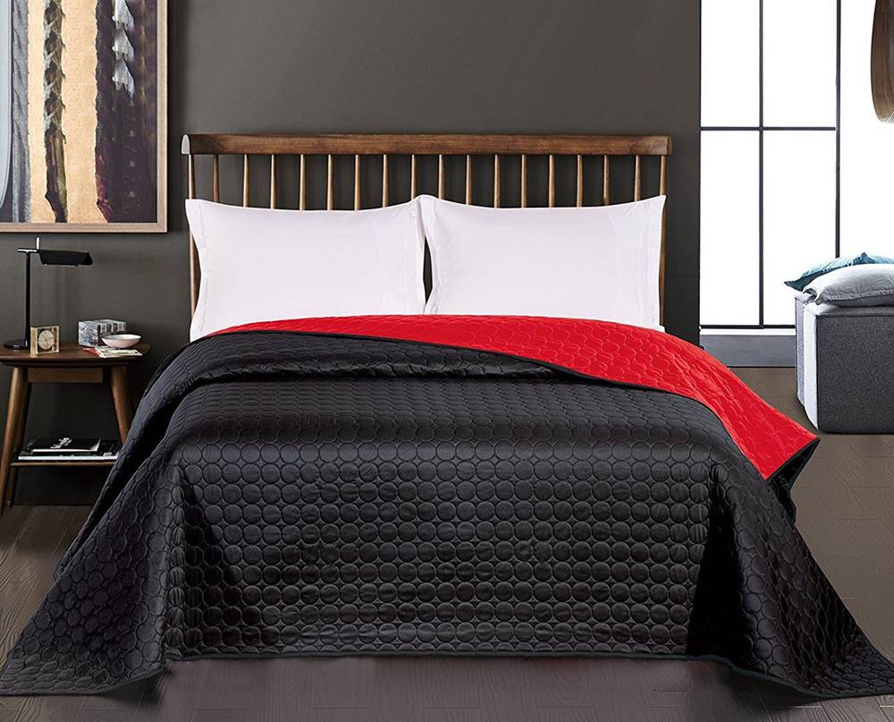 ArtTruAn  Prikrývka na posteľ SALICE čierna/červená 200 x 220 cm, značky ArtTruAn