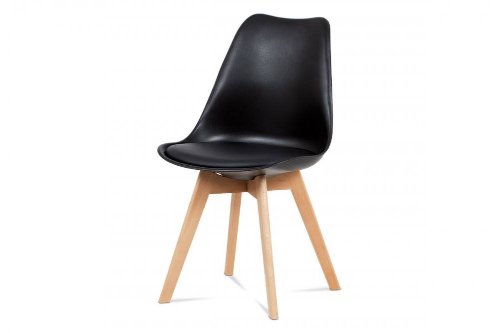 AUTRONIC  CT-752 BK jedálenská stolička, plast čierny / koženka čierna / masív buk, značky AUTRONIC