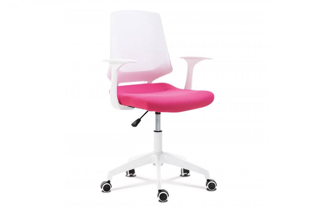 AUTRONIC  KA-R202 PINK Kancelárska stolička, sedadlo ružová látka, biely PP plast, výškovo nastaviteľná, značky AUTRONIC