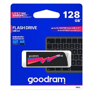 GOODRAM Goodram USB flash disk, USB 3.0, 128GB, UCL3, čierny, UCL3-1280K0R11, USB A, s výsuvným konektorom, značky GOODRAM