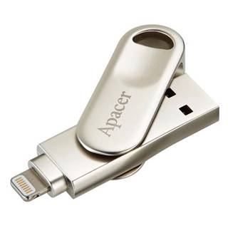 APACER Apacer USB flash disk OTG, USB 3.0, 32GB, AH790, strieborný, AP32GAH790S-1, USB A / Lightning, s otočnou krytkou, značky APACER