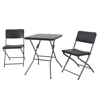 MERKURY Sada štvorcový stôl + 2 stoličky čierna, značky MERKURY