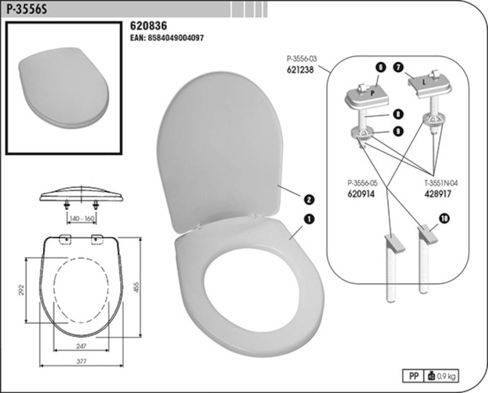 Multi WC doska  thermoplast biela, značky Multi