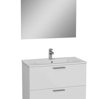 Kúpeľňová skrinka s umývadlom zrcadlem a osvětlením Vitra Mia 79x61x39,5 cm biela lesk MIASET80B