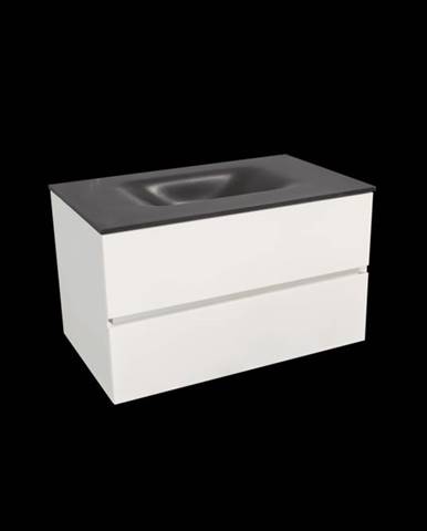 Kúpeľňová skrinka s umývadlom černá mat Naturel Verona 66x51,2x52,5 cm biela mat VERONA66CMBM
