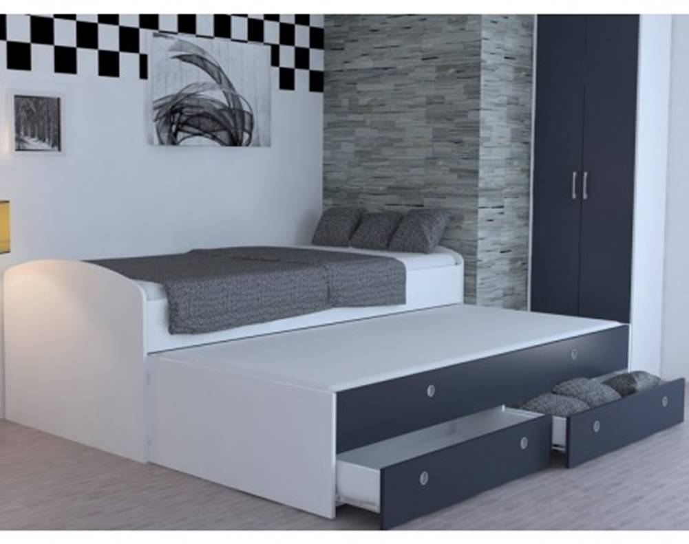 ASKO - NÁBYTOK Rozkladacia posteľ Patrik Color 90x200 cm, biela/antracit, značky ASKO - NÁBYTOK