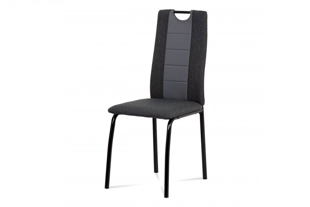 AUTRONIC  DCL-399 GREY Jedálenská stolička, poťah sivočierna látka a sivá ekokoža, kovové nohy, čierny matný lak, značky AUTRONIC