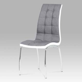 AUTRONIC  DCL-420 GREY2 Jedálenská stolička, poťah sivá látka a biela ekokoža, kovová podnož, chróm, značky AUTRONIC