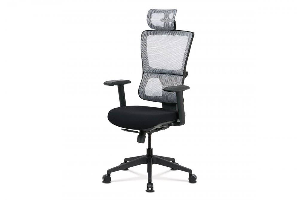 AUTRONIC  KA-M04 WT kancelárska stolička, čierna látka+biela sieťovina, synchrónny mech., plastový kríž, značky AUTRONIC