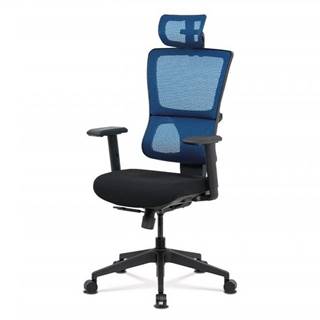 AUTRONIC  KA-M04 BLUE kancelárska stolička, čierna látka+modrá sieťovina, synchrónny mech., plastový kríž, značky AUTRONIC