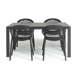 Bonami Selection Záhradná jedálenská súprava pre 4 osoby s čiernou stoličkou Joanna a stolom Viking, 90 x 150 cm, značky Bonami Selection