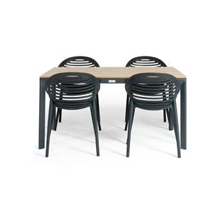 Bonami Selection Záhradná jedálenská súprava pre 4 osoby s čiernou stoličkou Joanna a stolom Thor, 147 x 90 cm, značky Bonami Selection