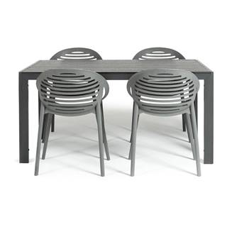 Bonami Selection Záhradná jedálenská súprava pre 4 osoby so sivou stoličkou Joanna a stolom Viking, 90 x 150 cm, značky Bonami Selection