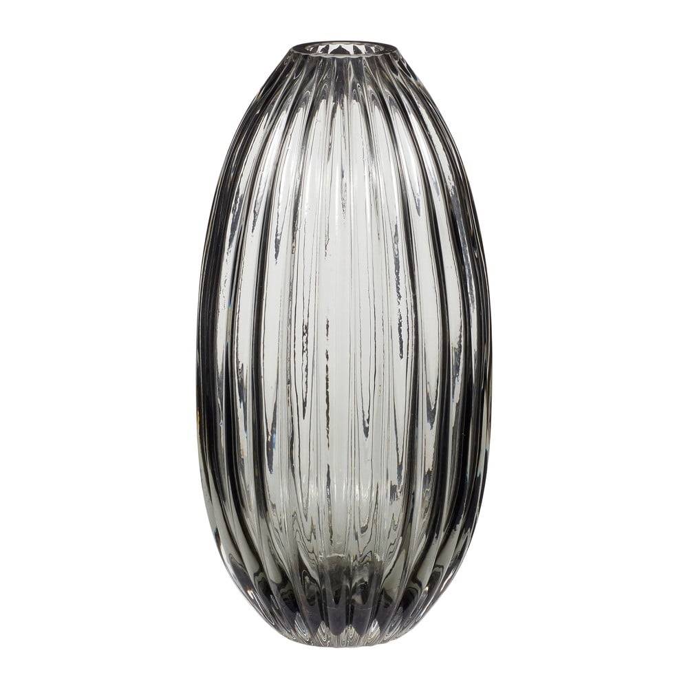 Hübsch Sivá sklenená váza  Smoked, výška 30 cm, značky Hübsch