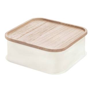 iDesign Biely úložný box s vekom z dreva paulownia  Eco, 21,3 x 21,3 cm, značky iDesign