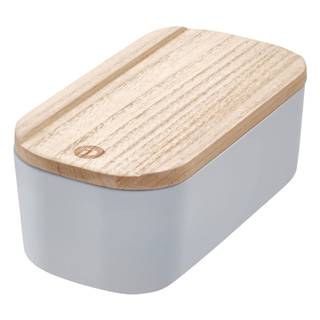 iDesign Sivý úložný box s vekom z dreva paulownia  Eco, 9 x 18,3 cm, značky iDesign