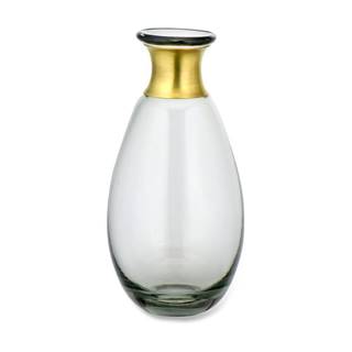 Sivá sklenená váza Nkuku Miza, výška 14 cm