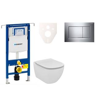 Cenovo zvýhodnený závesný WC set Geberit do ľahkých stien / predstenová montáž + WC Ideal Standard Tesi