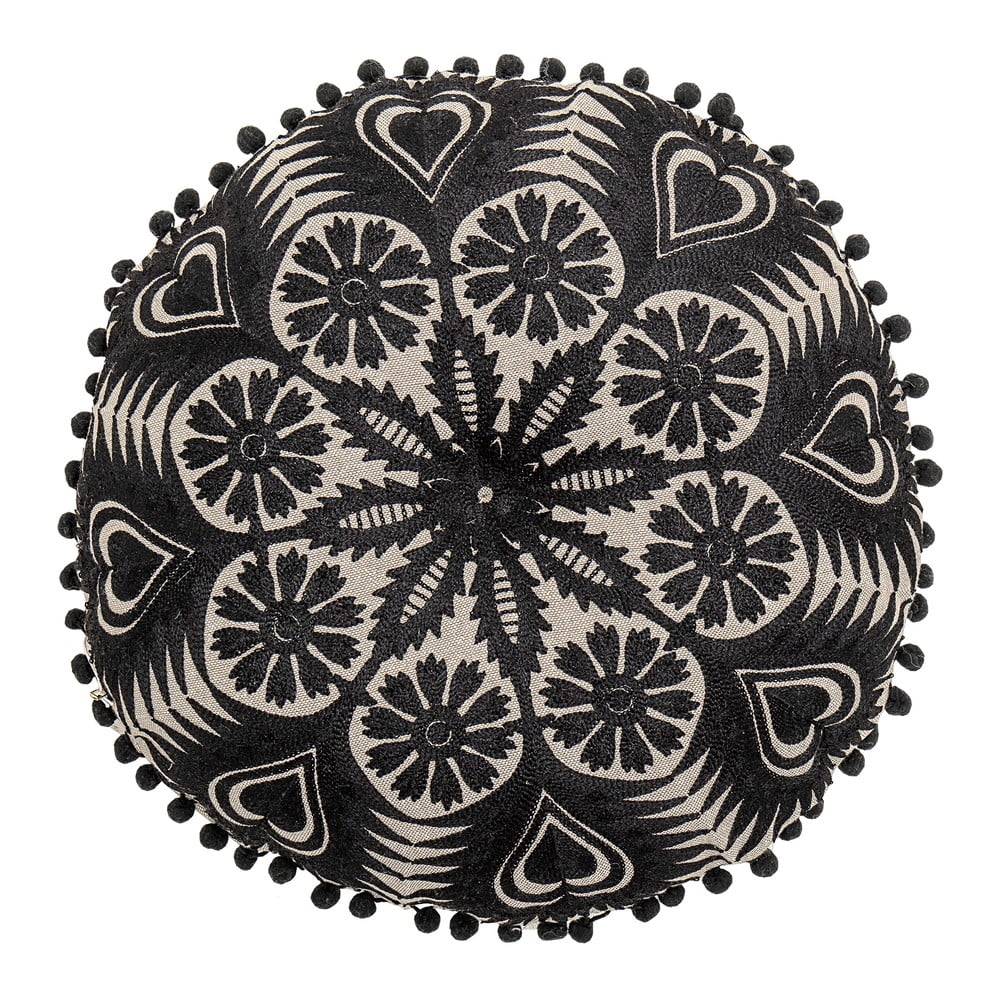 Bloomingville Čierno-béžový dekoratívny vankúš  Mandala, ø 36 cm, značky Bloomingville