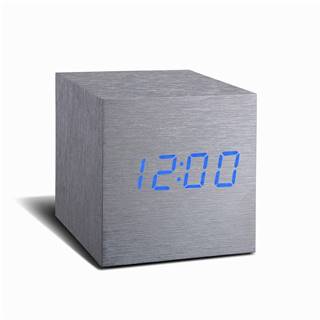 Gingko Sivý budík s modrým LED displejom  Cube Click Clock, značky Gingko